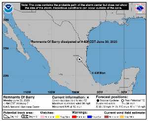 Rémanence Barry : prévision du NHC sur Meteo Tropicale - Meteo des cyclones