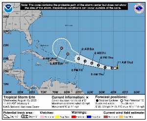 Tempête Erin : prévision du NHC sur Meteo Tropicale - Meteo des cyclones