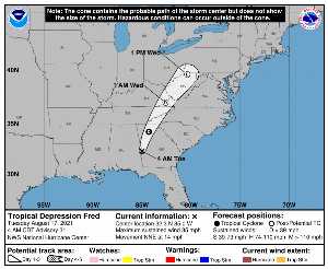 Rémanence Fred : prévision du NHC sur Meteo Tropicale - Meteo des cyclones