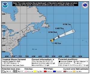 Tempête Fernand : prévision du NHC sur Meteo Tropicale - Meteo des cyclones