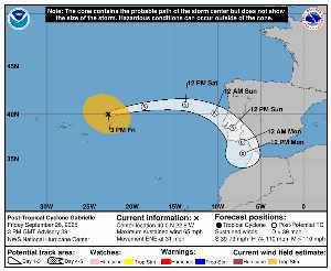 Cyclone post-tropical Gabrielle : prévision du NHC sur Meteo Tropicale - Meteo des cyclones