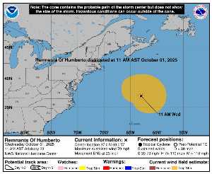Rémanence Humberto : prévision du NHC sur Meteo Tropicale - Meteo des cyclones