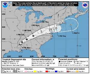 Cyclone post-tropical Ida : prévision du NHC sur Meteo Tropicale - Meteo des cyclones