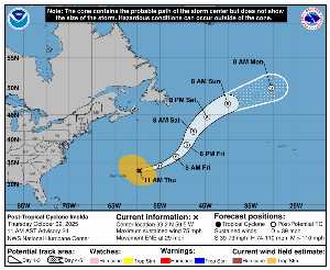 Cyclone post-tropical Imelda : prévision du NHC sur Meteo Tropicale - Meteo des cyclones