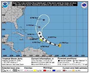 Tempête Jerry : prévision du NHC sur Meteo Tropicale - Meteo des cyclones