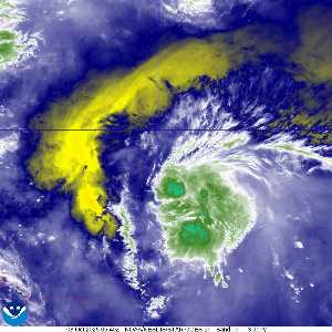 Tempête Jerry : image satellite vapeur d