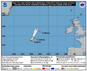Cyclone post-tropical Karen : prévision du NHC sur Meteo Tropicale - Meteo des cyclones