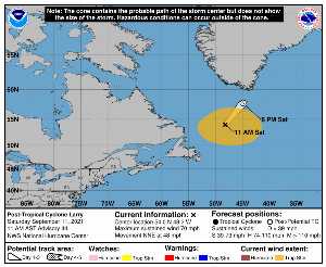Cyclone post-tropical Larry : prévision du NHC sur Meteo Tropicale - Meteo des cyclones
