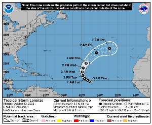 Tempête Lorenzo : prévision du NHC sur Meteo Tropicale - Meteo des cyclones