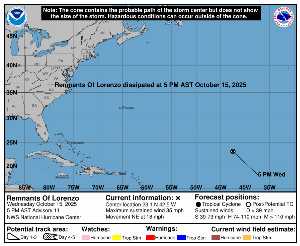 Rémanence Lorenzo : prévision du NHC sur Meteo Tropicale - Meteo des cyclones