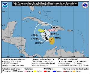 Tempête Melissa : prévision du NHC sur Meteo Tropicale - Meteo des cyclones