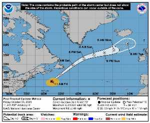 Rémanence Melissa : prévision du NHC sur Meteo Tropicale - Meteo des cyclones