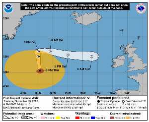Cyclone post-tropical Martin : prévision du NHC sur Meteo Tropicale - Meteo des cyclones