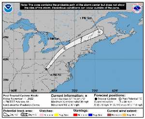 Cyclone post-tropical Nicole : prévision du NHC sur Meteo Tropicale - Meteo des cyclones