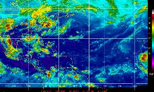 Météo des cyclones : Image satellite en couleurs naturelles.