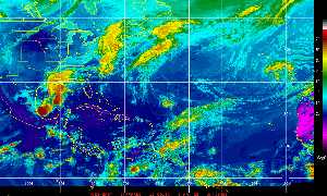 Météo des cyclones : Image satellite en couleurs naturelles.