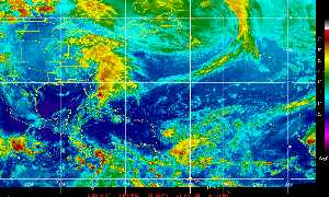 Cyclone Weather: Satellite image in natural colors.