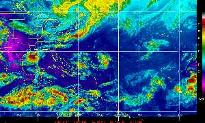 Météo des cyclones : Image satellite en couleurs naturelles.