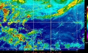 Météo des cyclones : Image satellite en couleurs naturelles.