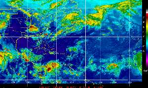 Météo des cyclones : Image satellite en couleurs naturelles.