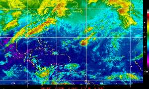 Météo des cyclones : Image satellite en couleurs naturelles.