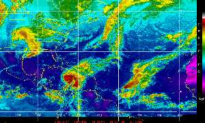 Météo des cyclones : Image satellite en couleurs naturelles.
