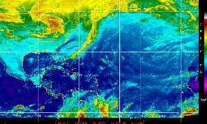 Météo des cyclones : Image satellite en couleurs naturelles.