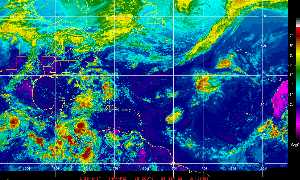 Météo des cyclones : Image satellite en couleurs naturelles.