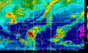 Météo des cyclones : Image satellite en couleurs naturelles.