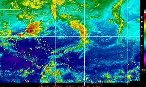 Météo des cyclones : Image satellite en couleurs naturelles.