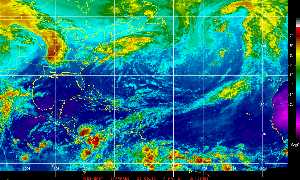Cyclone Weather: Satellite image in natural colors.