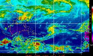Météo des cyclones : Image satellite en couleurs naturelles.