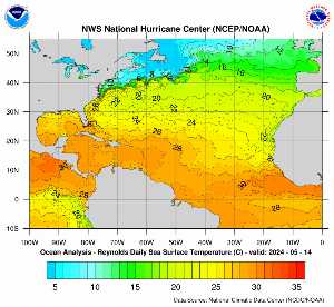Tropical weather: Map of temperature anomalies in the Atlantic.