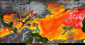 Météo tropicale : Air sec et densité de poussière dans l'air.
