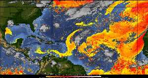 Météo tropicale : Air sec et densité de poussière dans l'air.