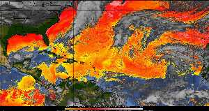 Météo tropicale : Air sec et densité de poussière dans l'air.