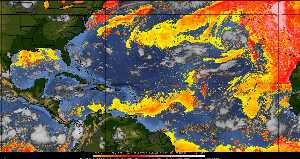 Météo tropicale : Air sec et densité de poussière dans l'air.