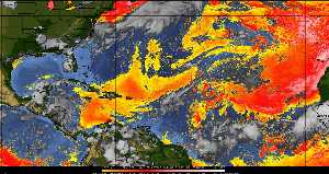 Météo tropicale : Air sec et densité de poussière dans l'air.