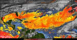Météo tropicale : Air sec et densité de poussière dans l'air.