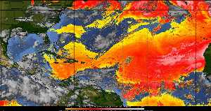 Météo tropicale : Air sec et densité de poussière dans l'air.