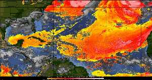Météo tropicale : Air sec et densité de poussière dans l'air.
