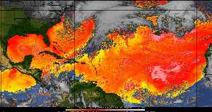 Météo tropicale : Air sec et densité de poussière dans l'air.
