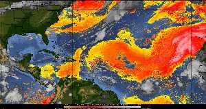 Météo tropicale : Air sec et densité de poussière dans l'air.