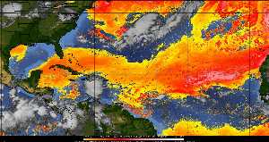 Météo tropicale : Air sec et densité de poussière dans l'air.