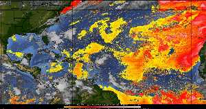 Météo tropicale : Air sec et densité de poussière dans l'air.
