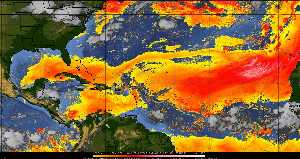 Météo tropicale : Air sec et densité de poussière dans l'air.