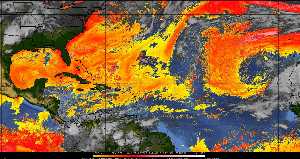Météo tropicale : Air sec et densité de poussière dans l'air.