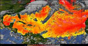 Météo tropicale : Air sec et densité de poussière dans l'air.