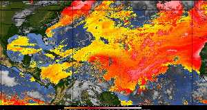 Météo tropicale : Air sec et densité de poussière dans l'air.