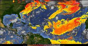 Météo tropicale : Air sec et densité de poussière dans l'air.